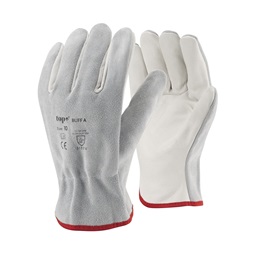 Protective safety glove made of fine cow leather, white, 10