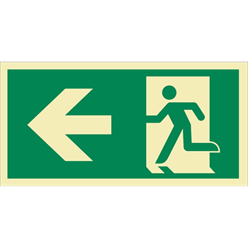 MENEKÜLÉSI ÚT BALRA (ISO), Utánvilágító PVC, 300x150
