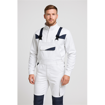 Munkaruha set TOP NOVA fehér kabát és kantáros nadrág