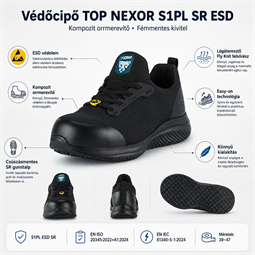 Védőcipő TOP NEXOR S1PL SR ESD kompozit orrmerevítő