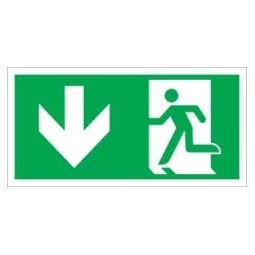 Sorozattábla, Menekülési út le (bal, ISO), utánvilágító PVC