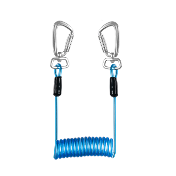 Szerszámtartó kötél Irudek PRS3 2 karabínerrel, 45-170cm, kék/fekete