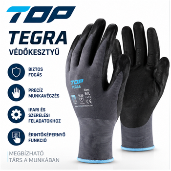 Védőkesztyű TOP TEGRA habosított nitril bevonat, nylon/spandex alapanyag