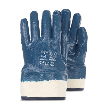 TOP BIG nitril dipped cotton gloves, fully and double dipped, increased abrasion resistance, reinforced cuffs 