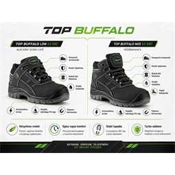 TOP BUFFALO mid S3 SRC munkavédelmi bakancs, kompozit kapli, kevlár talplemez