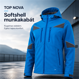 TOP NOVA softshell munkakabát, 94% poliészter, 6% elasztán, vízálló