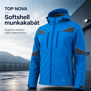 TOP NOVA softshell munkakabát, 94% poliészter, 6% elasztán, vízálló