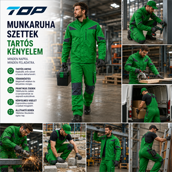 TOP NOVA kantáros munkanadrág, 65% poliészter, 35% pamut, multifunkciós zsebek