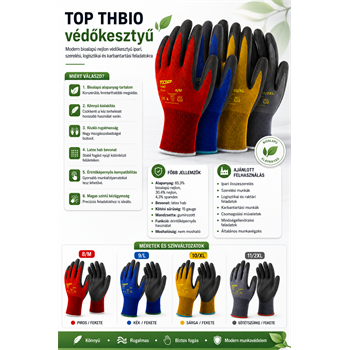 Védőkesztyű TOP THBIO nylon + bio nylon + spandex, latex hab mártással