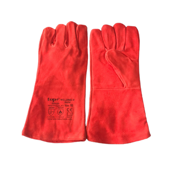 TOP WELDING-R Base lined welding gloves, strong cowhide, red, 10