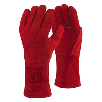 TOP WELDING-R Base lined welding gloves, strong cowhide, red, 10